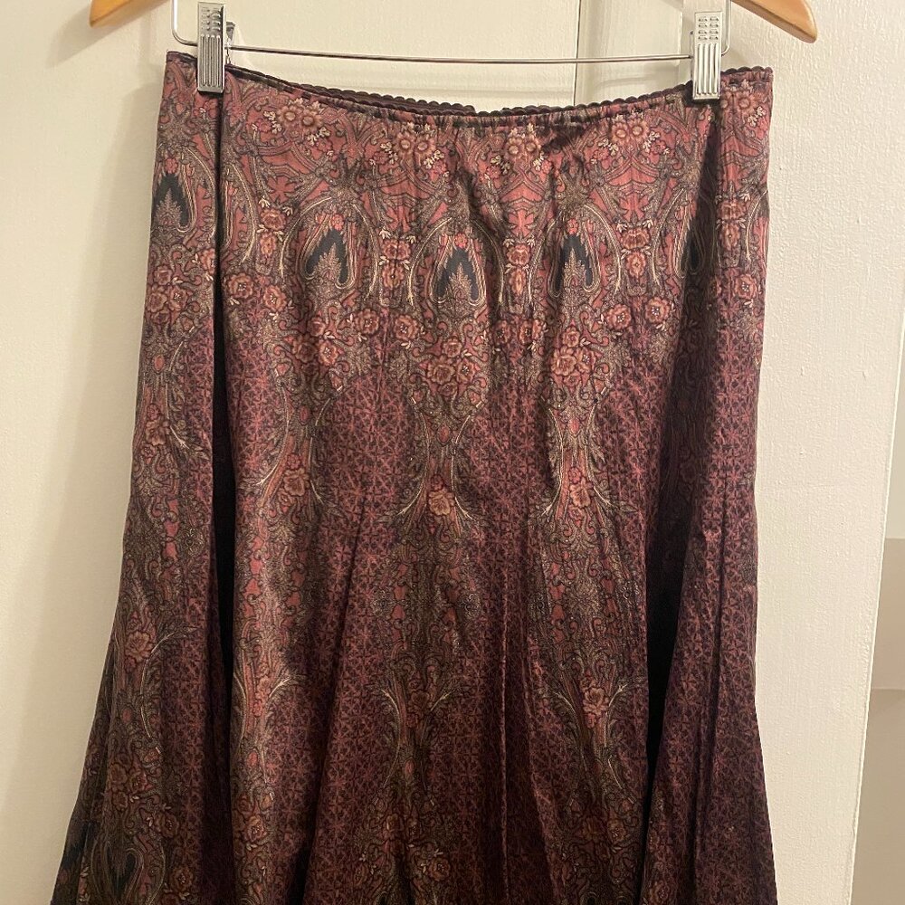 Elie Tahari Wine Silk Mara Skirt A-line Lace Skirt Size 6